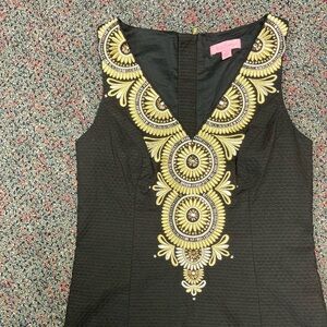 Lilly Pulitzer Black Mini Dress with Gold Accents